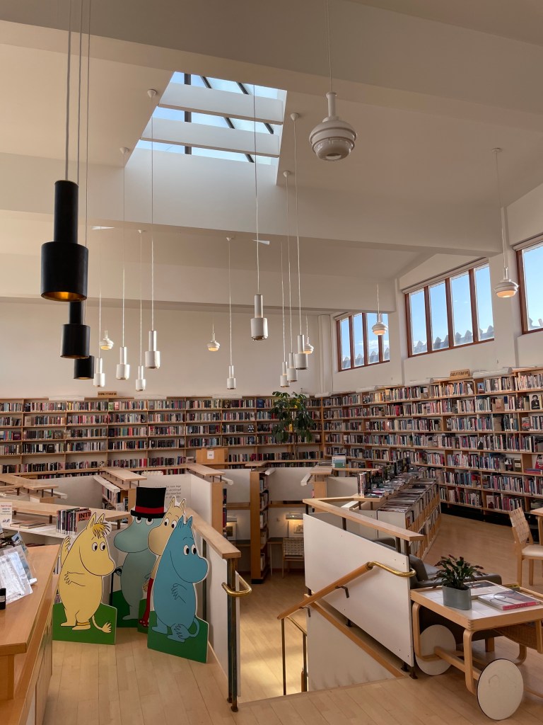 Picture in side the library of the Nordic house, in Reykjavik.